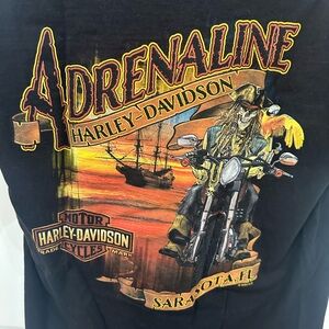 Harley Davidson Black Shirt Size Medium Adrenaline Pirates Sarasota Florida Tee